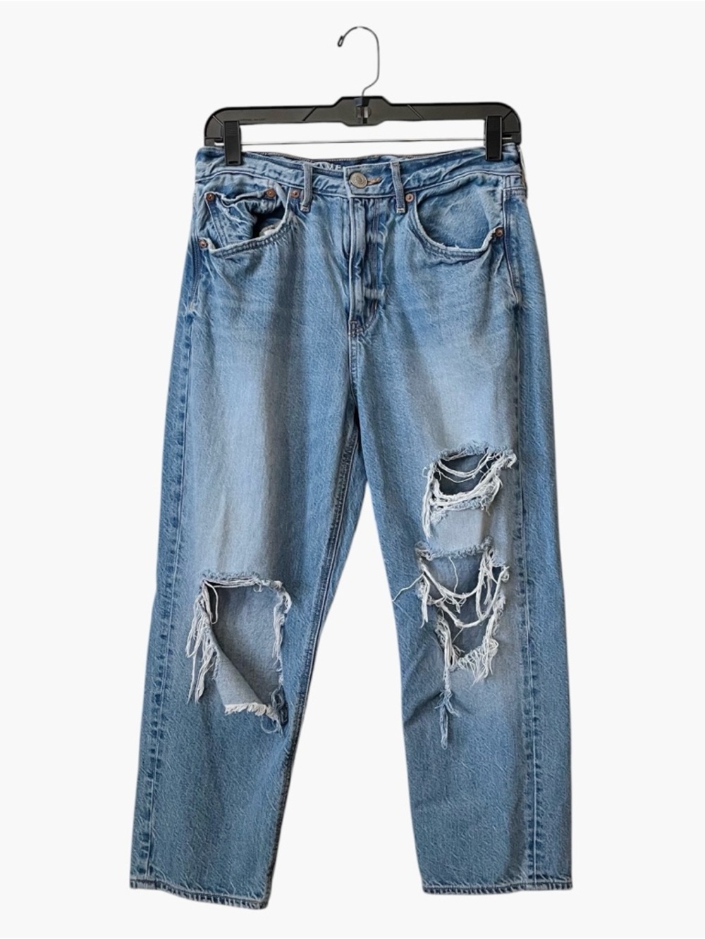 American Eagle 90s Boyfriend Jeans Women's Size 4 X-Short Blue Distressed Ripped